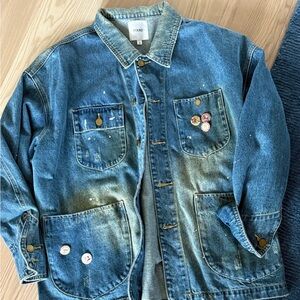 Found Blue Jean Jacket with Pins